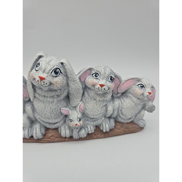 Vintage Nowells Inc Row Of Bunnies Ceramic Hand Painted Figure 1993 - Picture 11 of 12